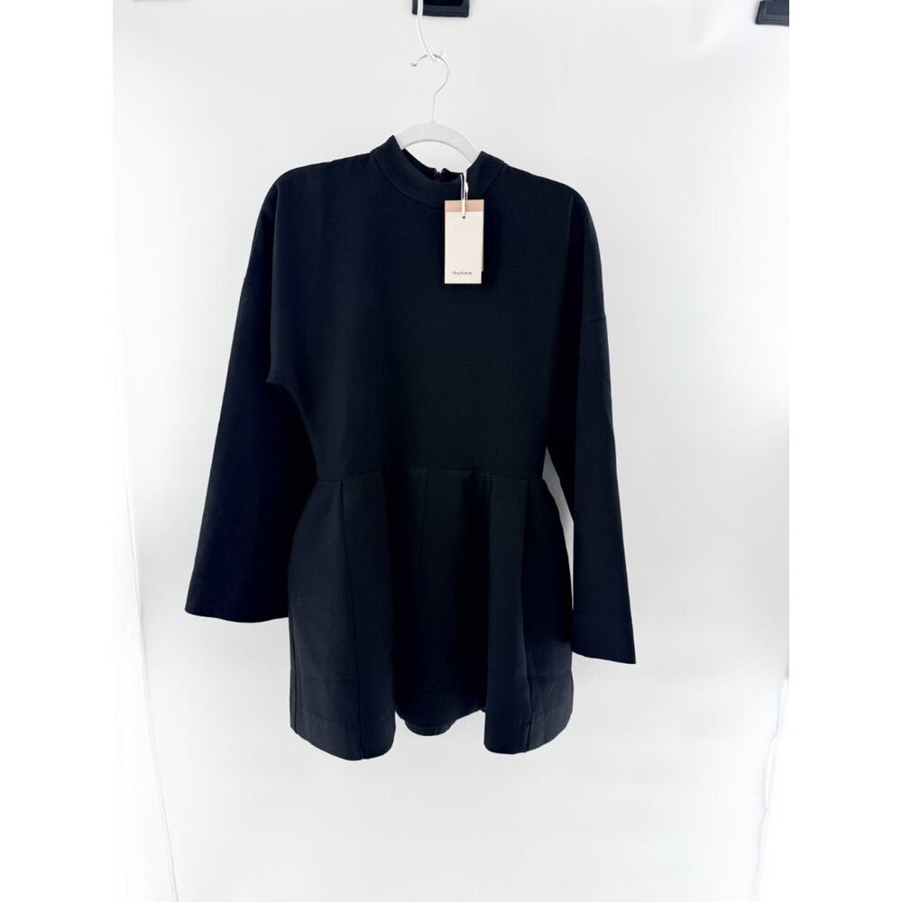 NWT The Femm Smith 3/4 Sleeve High Neck Fit & Flare Mini Dress Black Women's S